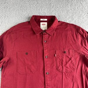 NEW Levi's‎ Shirt Mens Medium Red Stretch Button Up Casual Work Midweight Preppy